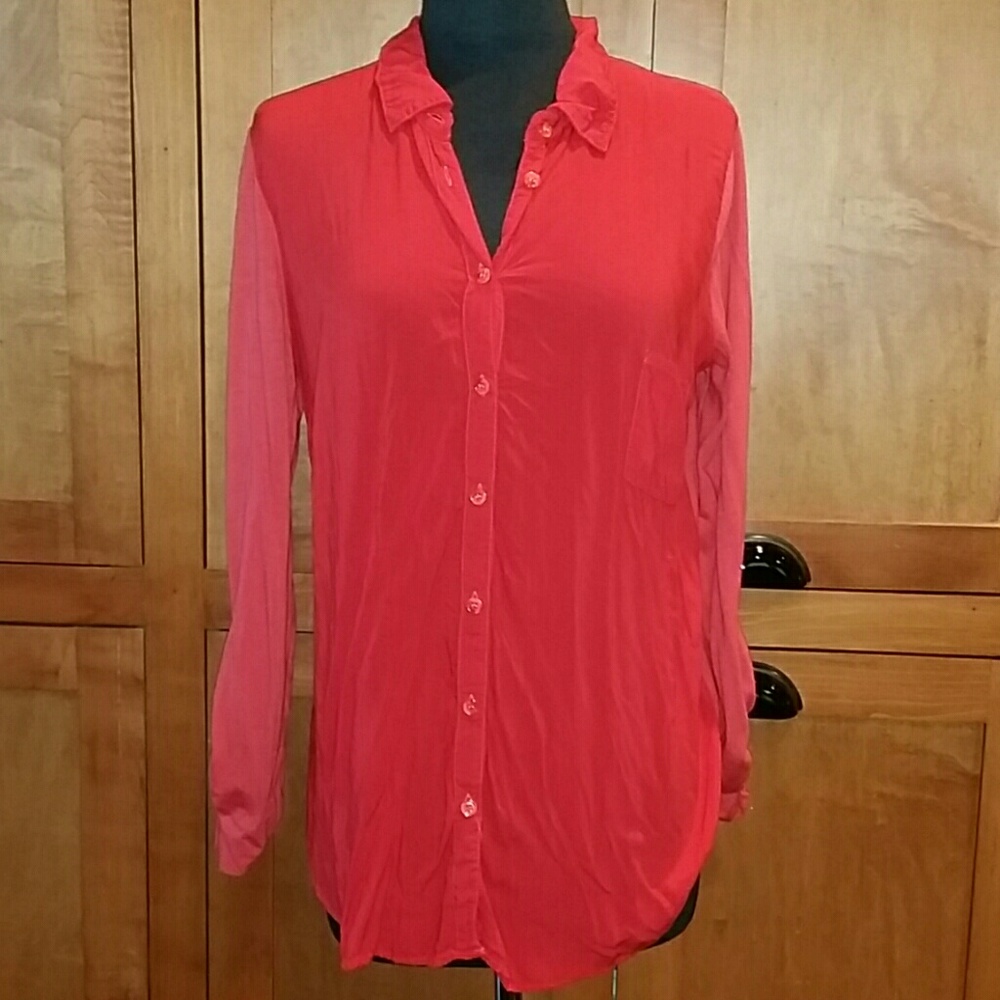 Splendid Anthropologie Red Large Blouse